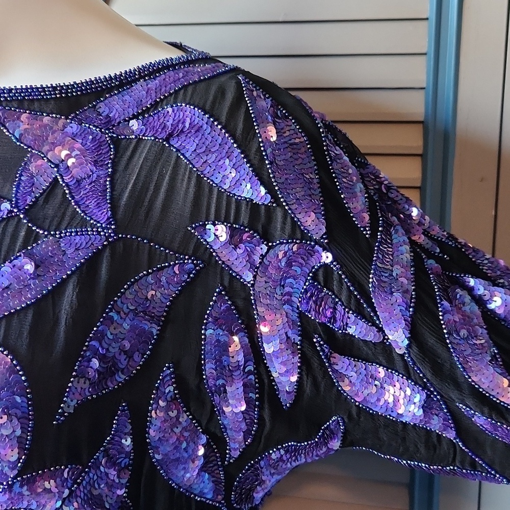 Vintage Black and Purple Sequin Top - Picture 7 of 12
